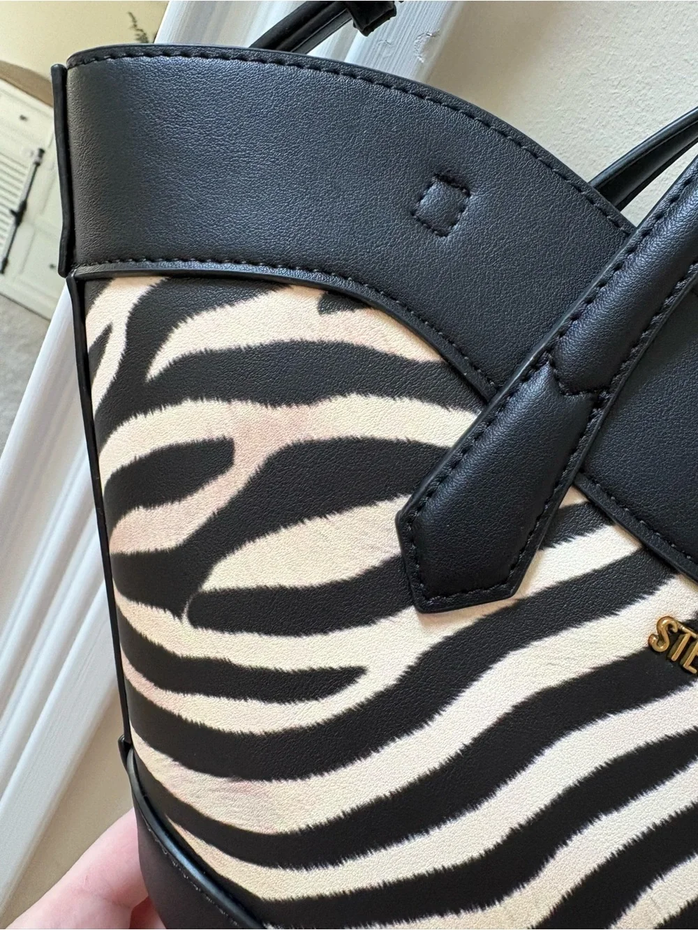 Steve Madden Black & White Zebra Print Satchel Bag